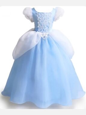 Kids Blue & White Tulle Princess Costume Dress